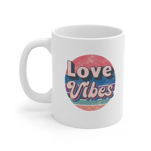 Love Vibes Retro Valentine's Day Mug, Gift, Love - Picture 3 of 4